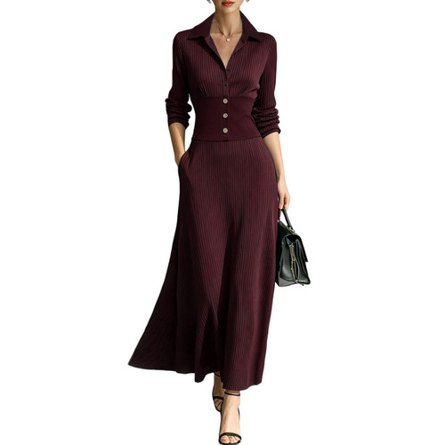 Damen strickkleid revers - damen,