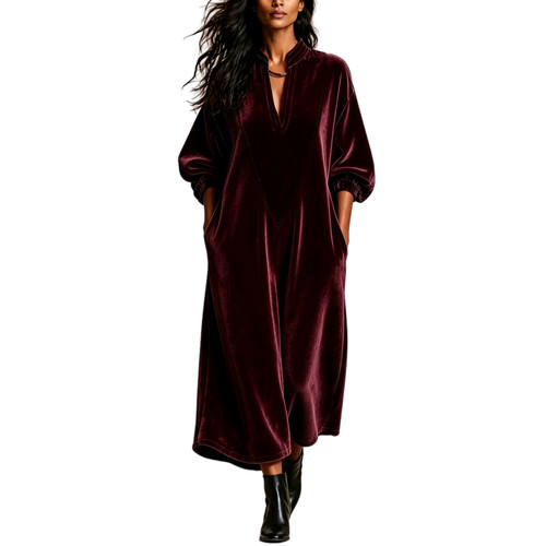 Damen samt langes - langes, maxikleid